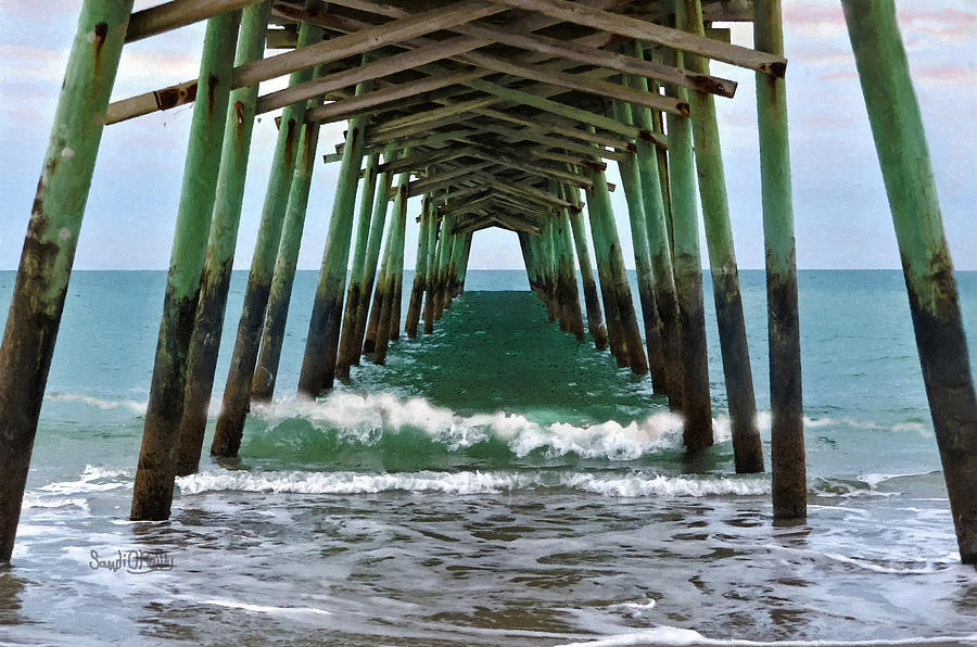 Pier Photograph - Emerald Isle Pier Digital Painting by Sandi OReilly