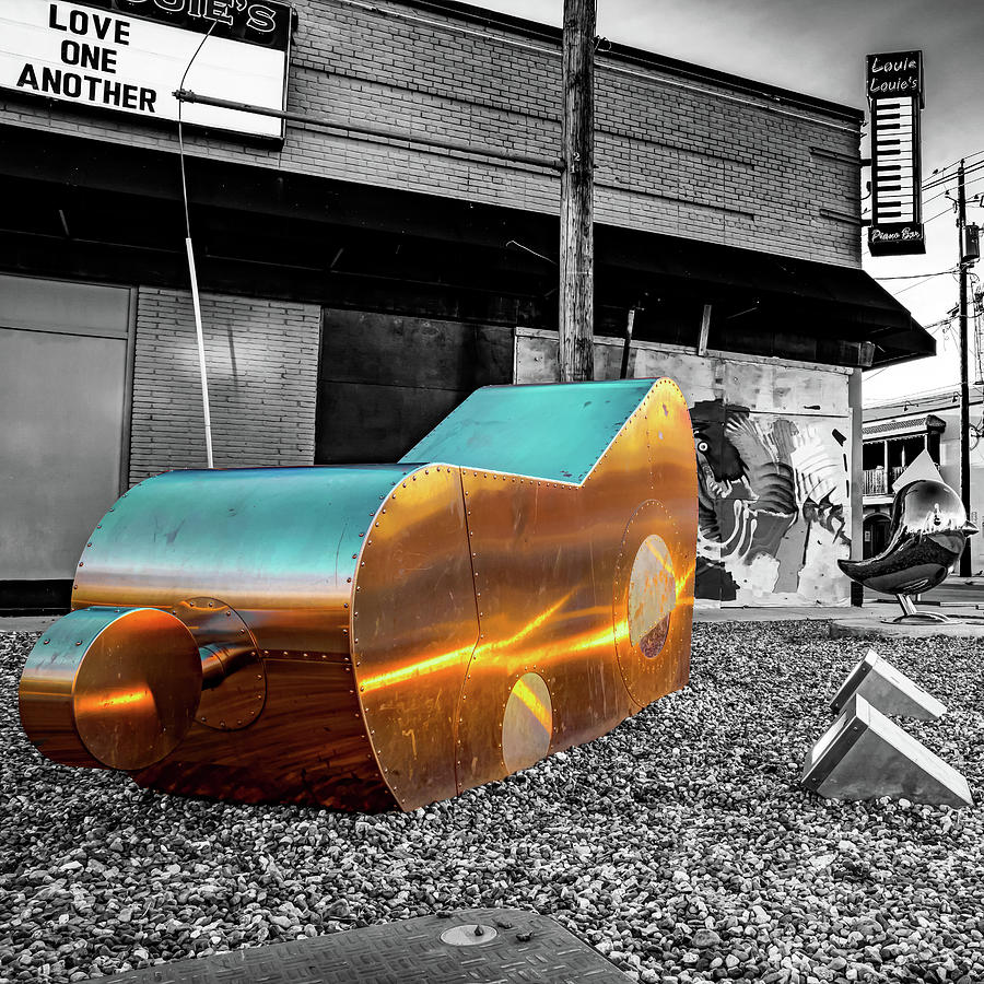 Emergence In Deep Ellum - A Monochrome Symphony With A Touch of Color 1x1 Photograph by Gregory Ballos