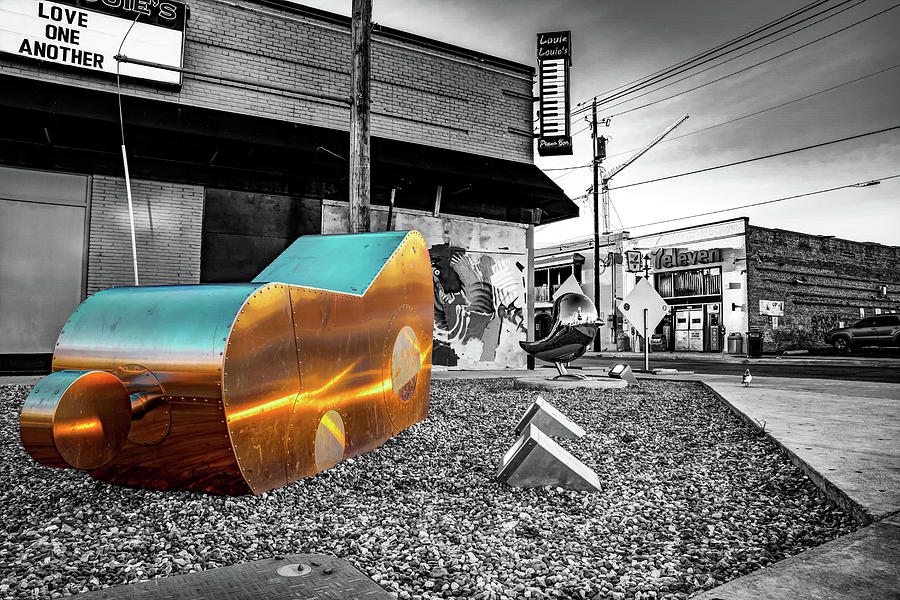 Emergence In Deep Ellum - A Monochrome Symphony With A Touch of Color Photograph by Gregory Ballos