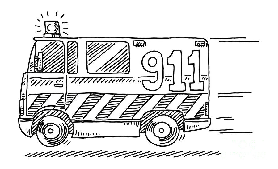 Emergency 911 Vehicle Drawing Drawing by Frank Ramspott - Fine Art America