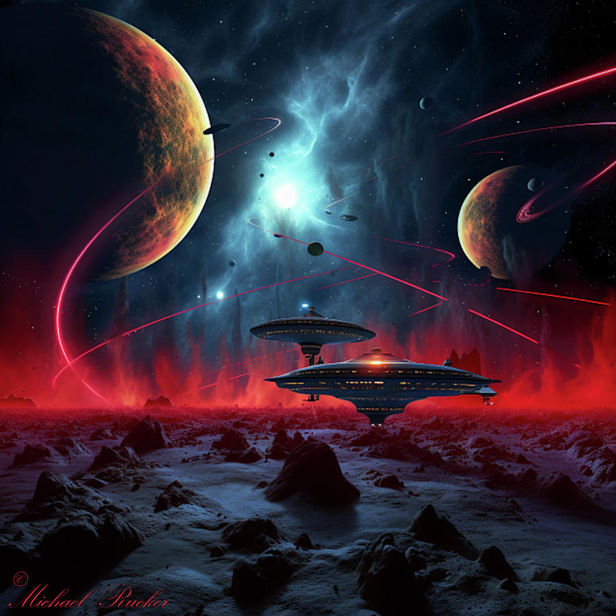 Emergency Lift-off Alien Planet Digital Art by Michael Rucker