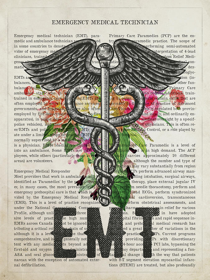 Emergency Medical Technician With Flowers Print Emt Digital Art