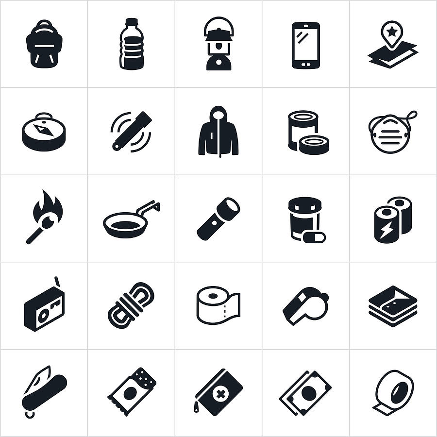 Emergency Preparedness Supplies Icons Drawing by Appleuzr