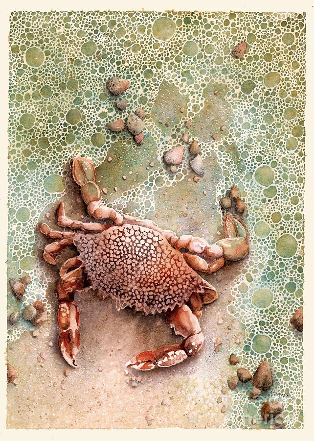 Emerging Crab Painting by Hilda Wagner