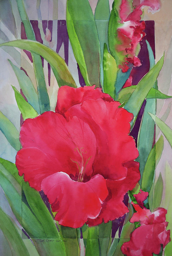 Emerging Gladiola Painting by Sue Kemp