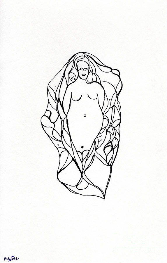 Emerging Goddess Drawing by Bentley Davis