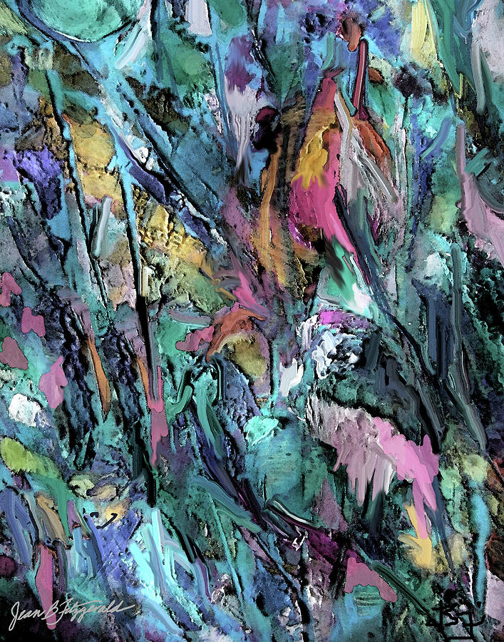 Underwater Garden Abstract Painting by Jean Batzell Fitzgerald