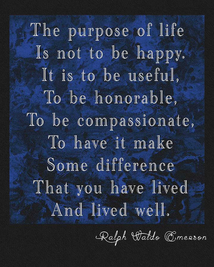 Emerson Quote Blue Mixed Media by Dan Sproul