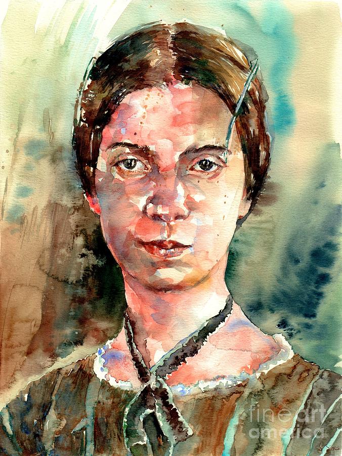 Book Painting - Emily Dickinson Portrait by Suzann Sines