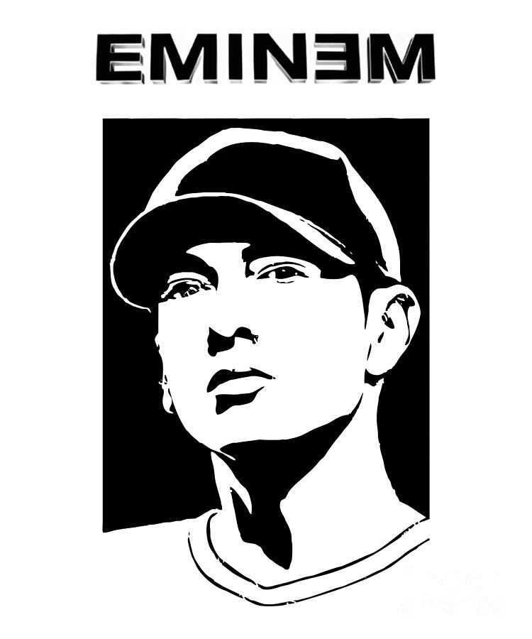 Eminem Black And White Poster Digital Art by Joseph Ferrigno