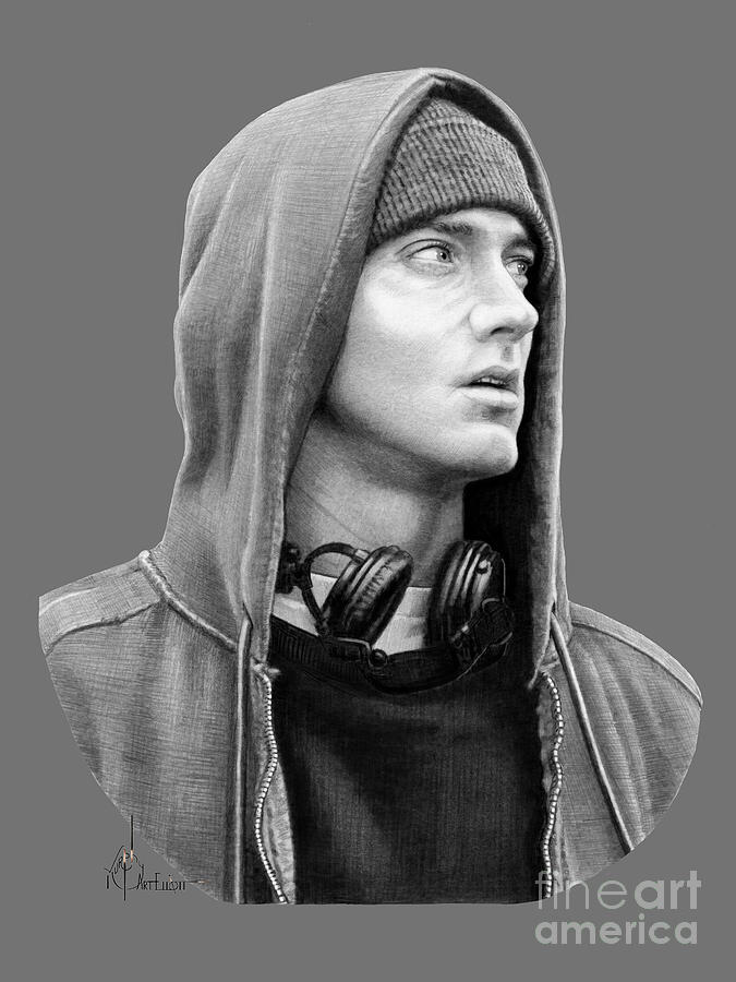 Pencil Drawing - Eminem Marshall Mathers drawing  by Murphy Art Elliott