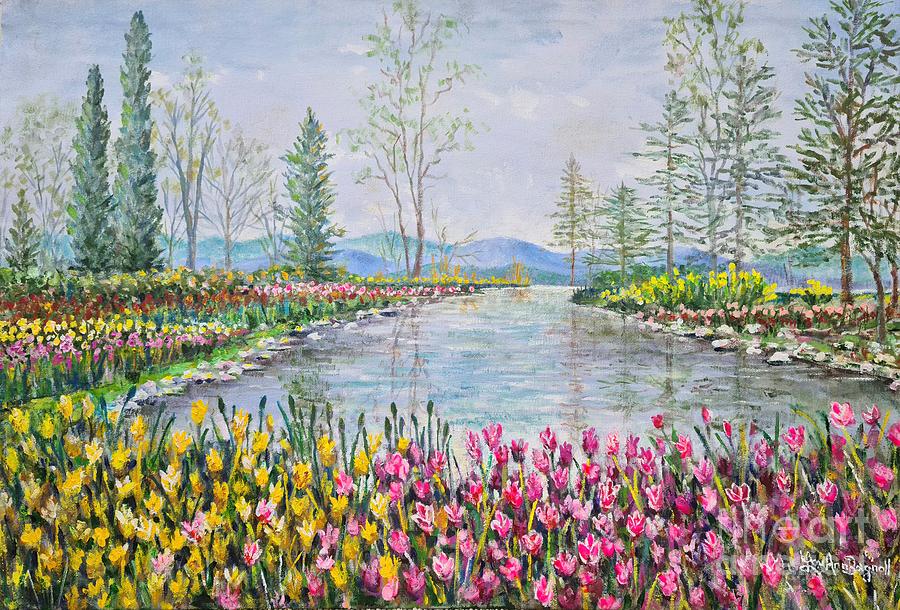 Emirgan Tulips Painting by Lou Ann Bagnall