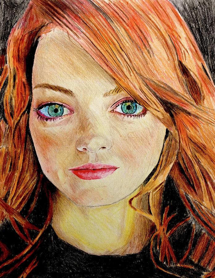 Emma Stone in Color Drawing by Theodore Rodd - Pixels