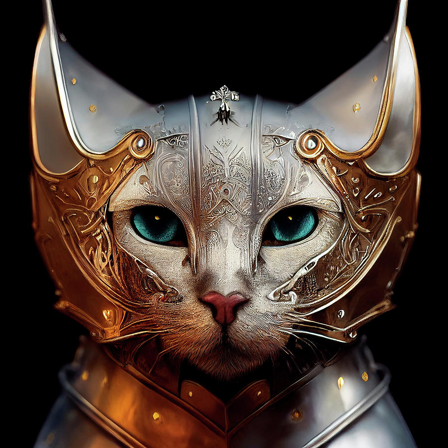 Emma the Silver Kitten Warrior Digital Art by Peggy Collins