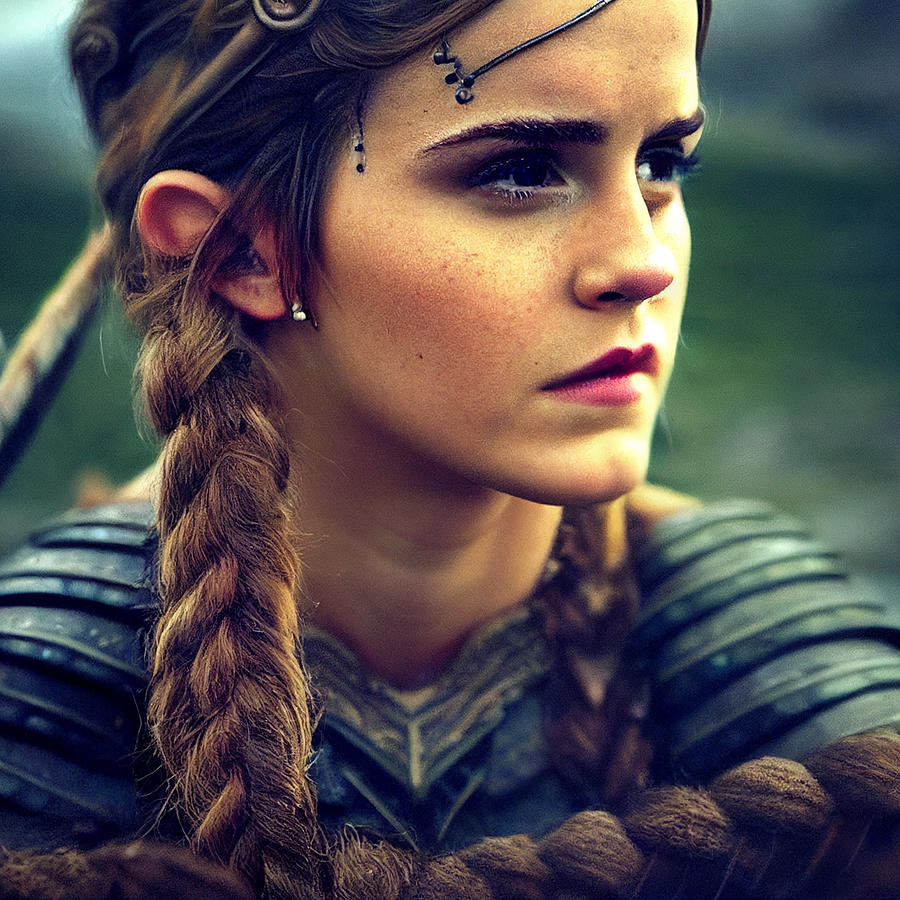 Vintage Painting - Emma  Watson  as  a  viking  122c88f3  8404  4845  8fa2  cad46d859c81 by Asar Studios by Celestial Images