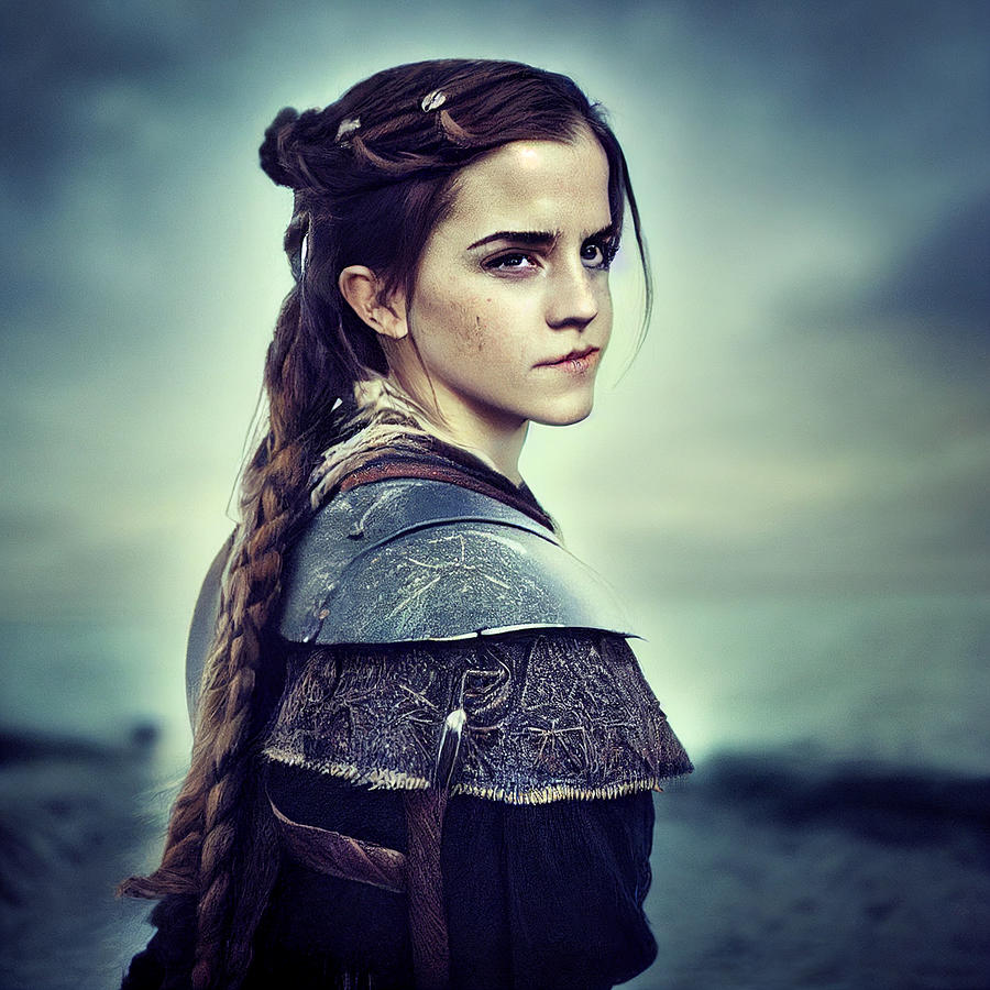 Vintage Painting - Emma  Watson  as  a  viking  a8aef5f5  cb56  421d  ad05  b2f9084e657f by Asar Studios by Celestial Images