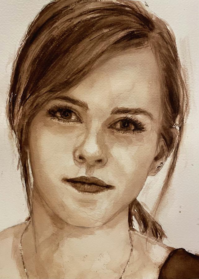 Emma Watson portrait Painting by Racqel Kokaram Kirk - Fine Art America