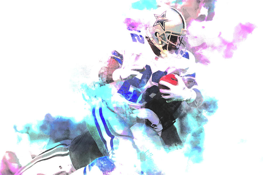 Emmitt Smith Getting Loose Mixed Media by Brian Reaves