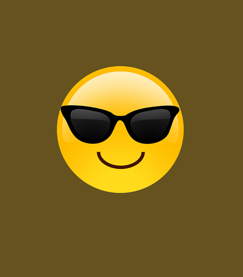 Emoji Cool Shades Smiley Face Sunglasses Confident Awesome Digital Art ...