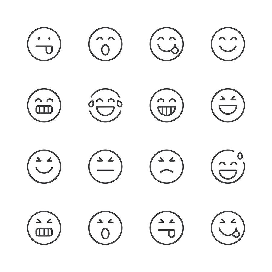 Emoji Icons set 2 | Black Line series Drawing by Calvindexter