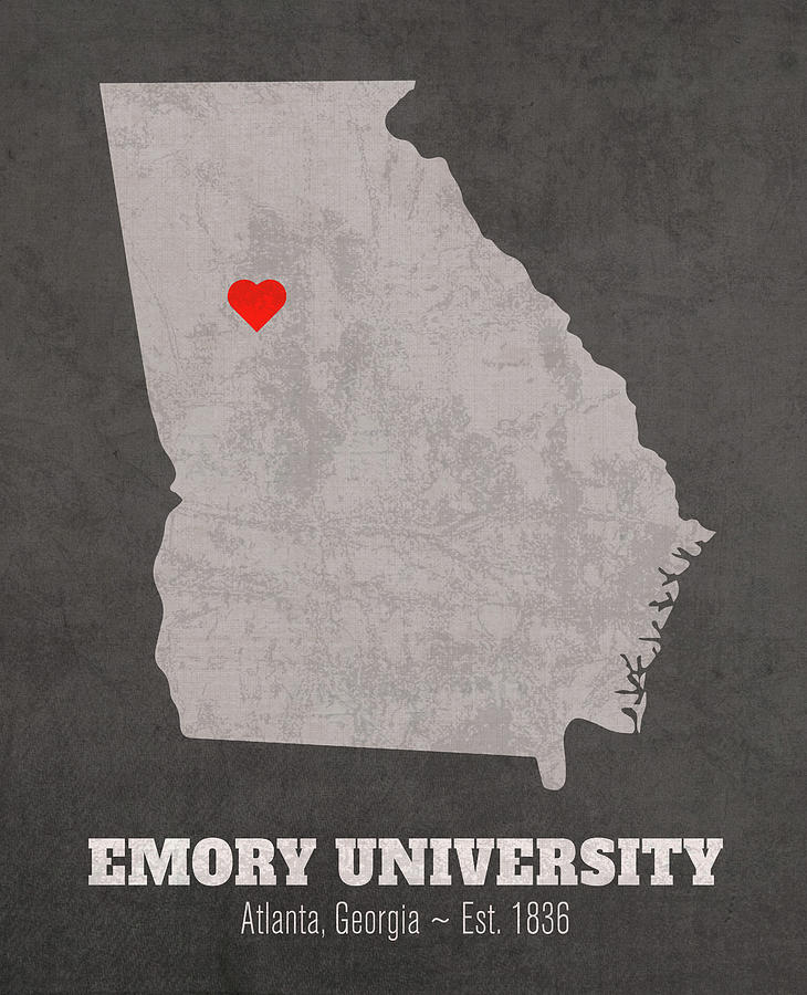 Emory University Mixed Media - Emory University Atlanta Georgia Founded Date Heart Map by Design Turnpike
