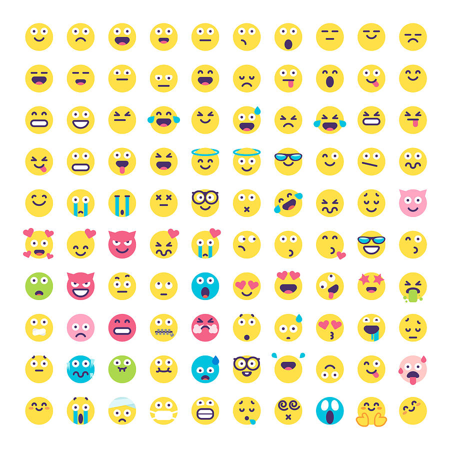 Emoticons flat design big collection Drawing by Calvindexter