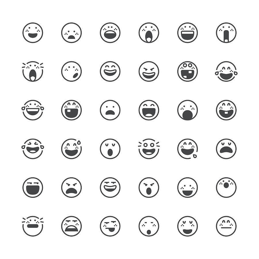 Emoticons set 14 | Thin Line series Drawing by Calvindexter