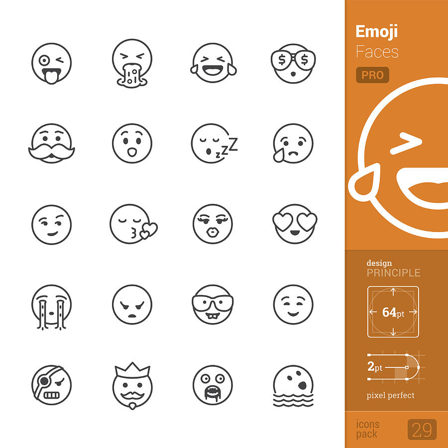 Emotion face vector icons - PRO pack Drawing by Lushik