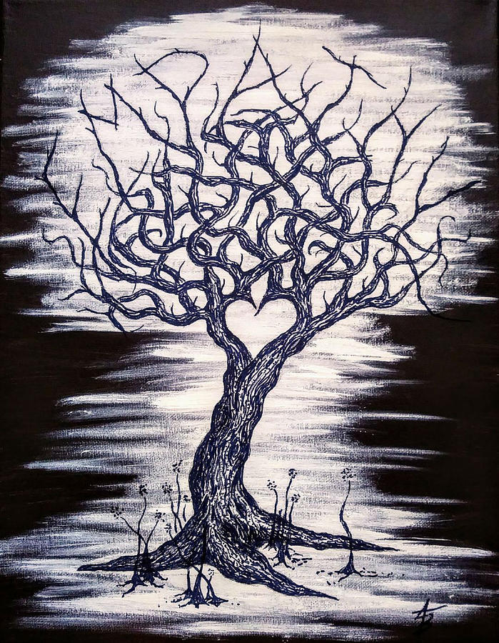 Empathy Love Tree- no foliage Drawing by Aaron Bombalicki
