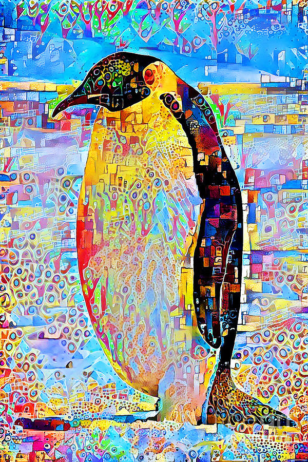 Emperior Penguin in Contemporary Vibrant Happy Color Motif 20200502 Photograph by Wingsdomain Art and Photography
