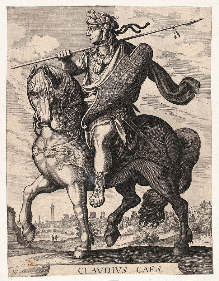 Emperor Claudius on horseback Drawing by Matthaeus Merian the Elder