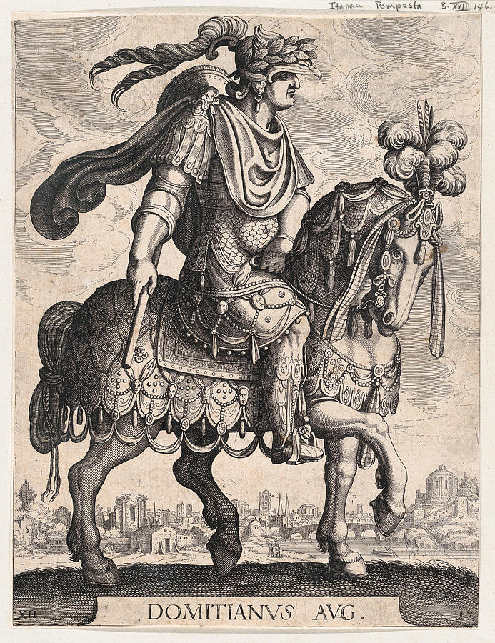 Emperor Domitian on horseback Drawing by Matthaeus Merian the Elder