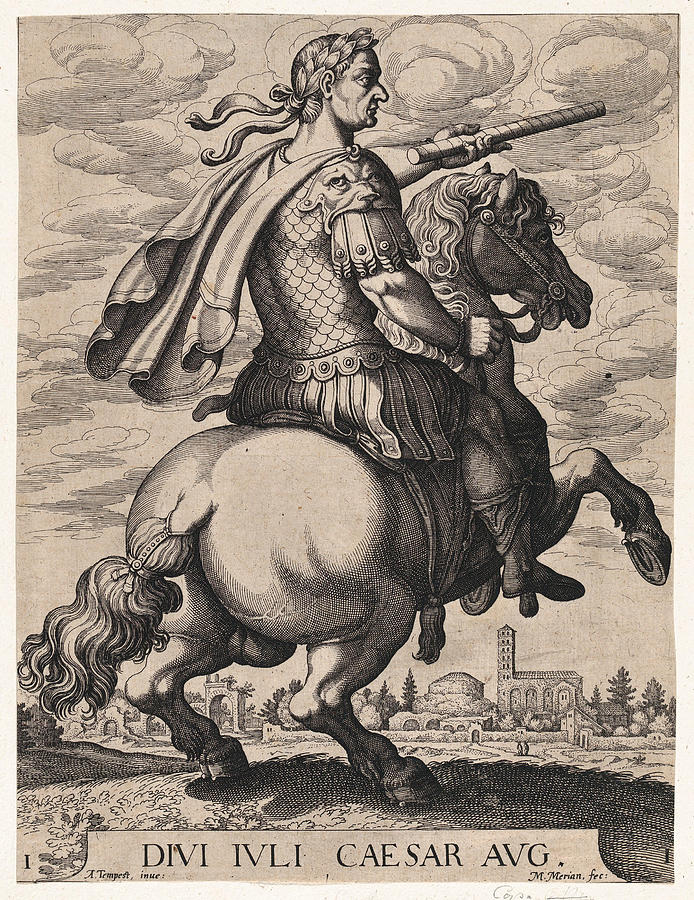 Emperor Julius Caesar on Horseback Drawing by Matthaeus Merian the Elder