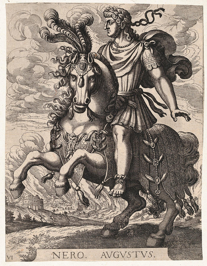 Emperor Nero on horseback Drawing by Matthaeus Merian the Elder