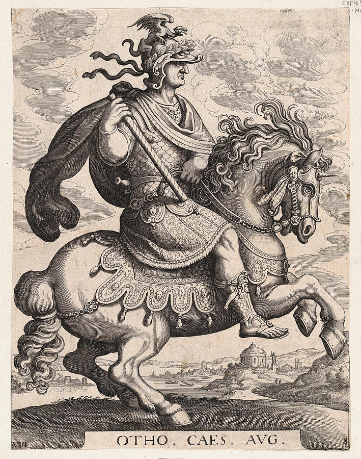 Emperor Otho on horseback Drawing by Matthaeus Merian the Elder