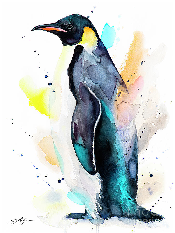 Emperor penguin Painting by Slavi Aladjova - Fine Art America