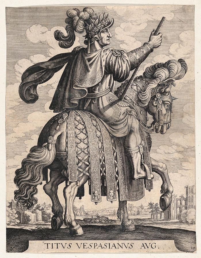 Emperor Titus on horseback Drawing by Matthaeus Merian the Elder