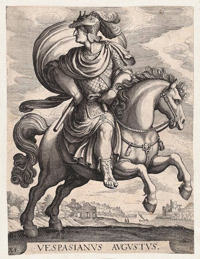 Emperor Vespasian on horseback Drawing by Matthaeus Merian the Elder