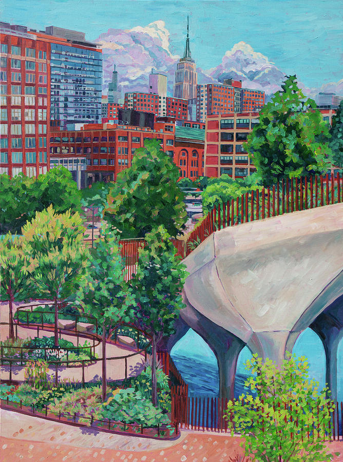 Empire and Little Island NYC Painting by Heather Nagy