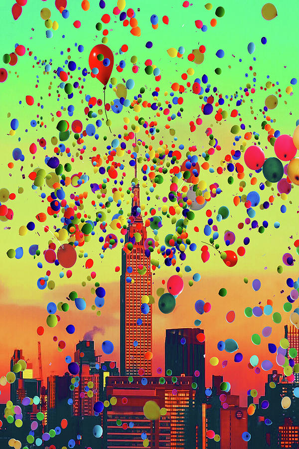 Empire State and Balloons by Ahmet Asar Digital Art by Celestial Images