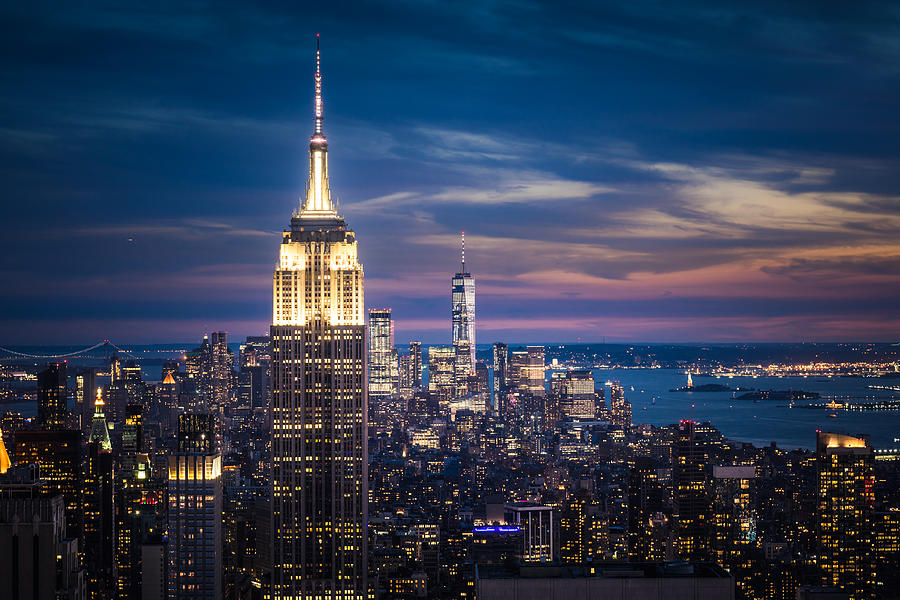 Empire State Building and New York City skyline at night Photograph by Yongyuan Dai