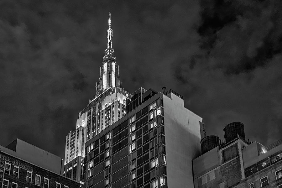 Empire State Building Christmas BW Photograph by Susan Candelario