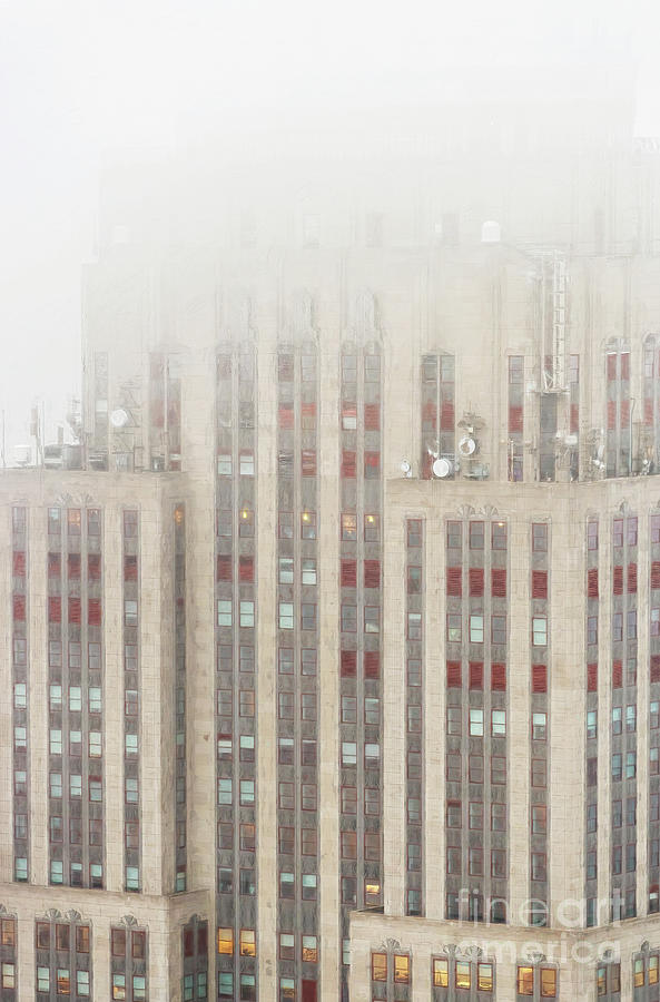 Empire State Building Close Up Aerial in Fog in NYC Photograph by David Oppenheimer