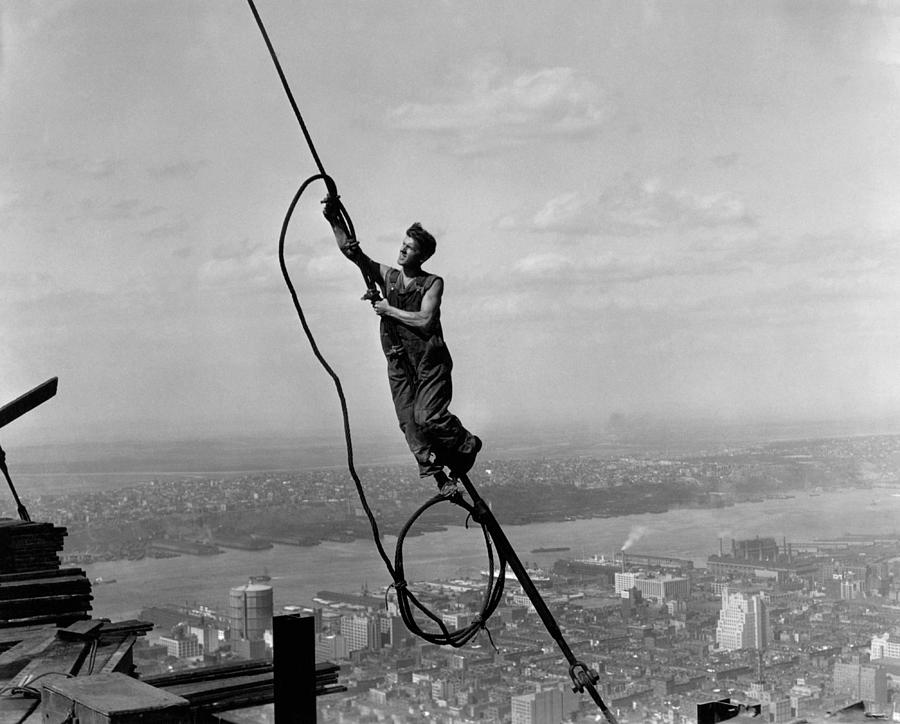 Empire State Building Construction - Icarus By Lewis Hine 1930 Photograph by War Is Hell Store