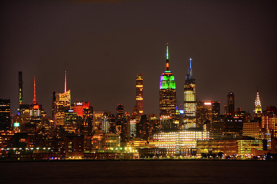 Empire State Building Green and Purple Photograph by Raymond Salani III
