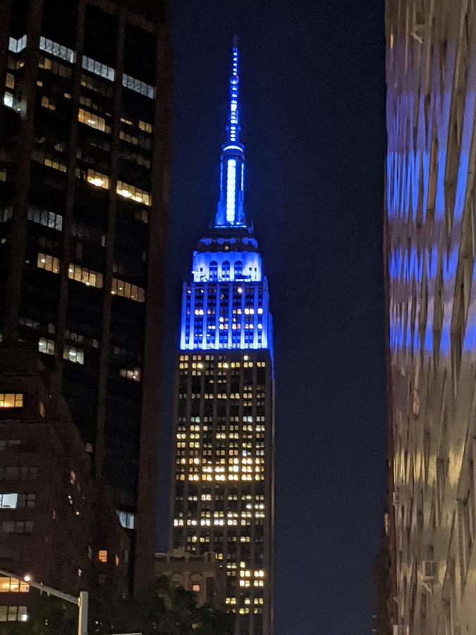 Empire State Building Lit in Blue Photograph by Jill Rachel Jacobs - Pixels