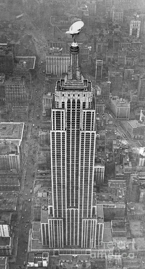 Empire State Building With Blimp, 1931 by Granger