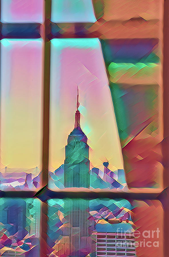 Empire State NYC Window Pane View Art Deco  Photograph by Chuck Kuhn