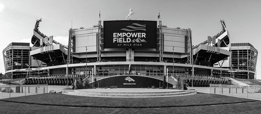 Empower Field at Mile High Stadium in Denver Colorado in black and white Photograph by Eldon McGraw
