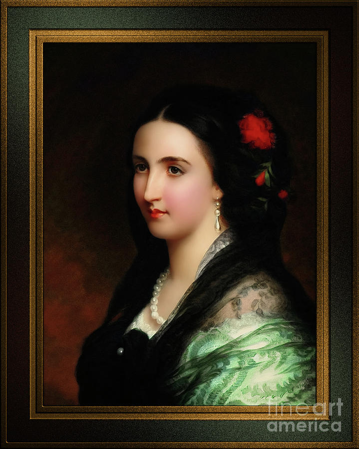 Empress Carlota of Mexico by Hermann Winterhalter Remastered Xzendor7 Classical Art Reproduction Painting by Xzendor7